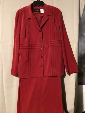 Two Piece Jacket & Dress Set Long SZ 12 Christmas Holiday Festive Slit Sides